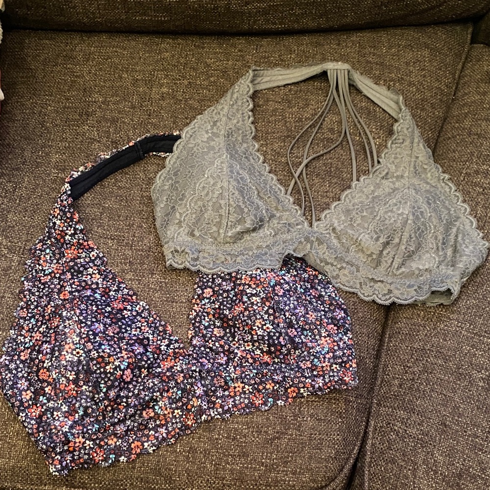 Gilly Hicks Lace and Floral Bras - Gray and Multicolor